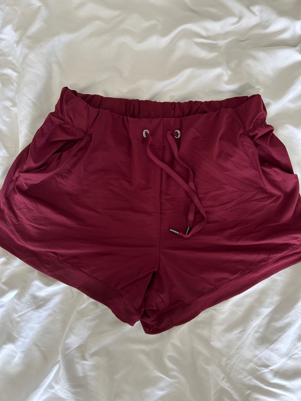 Burgundy Drawstring Athletic Shorts